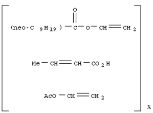 Vinyl acetate-crotonic acid-vinyl neodecanoate terpolymer